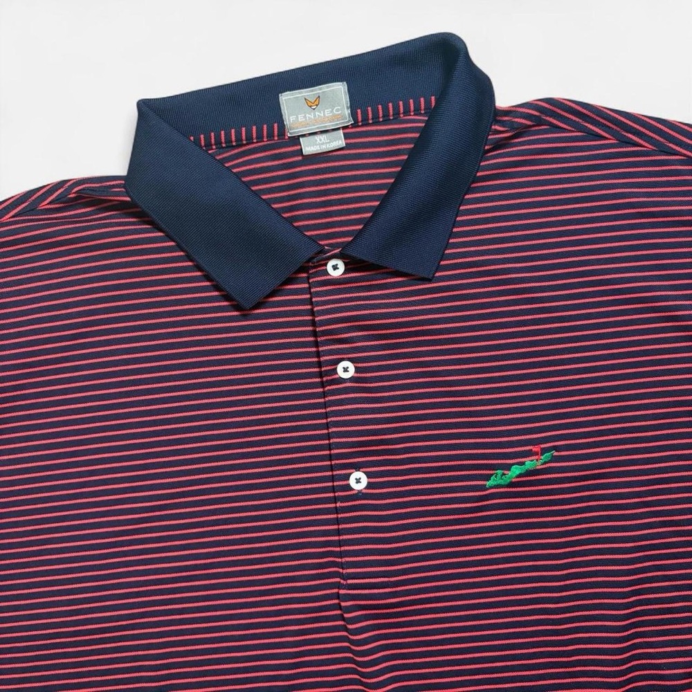 Fennec Men’s Short Sleeve Polo Shirt Size XXL Red Striped Performance Stretch
